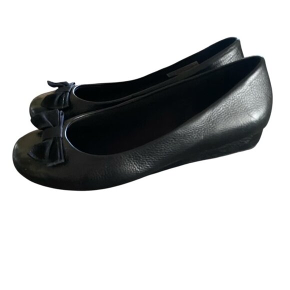 Vionic Lydia Black Leather Bow Wedge 10 - Picture 2 of 7